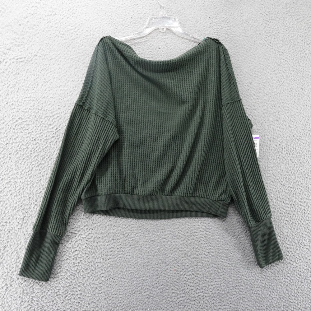 Treasure‎ & Bond NEW Womens XL Forest Green Waffle Knit Boat Neck Thermal Top
